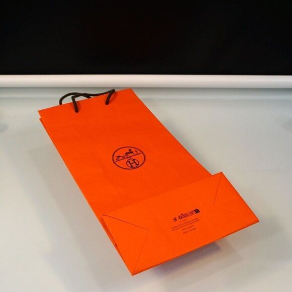 Hermes Original Shopping Gift Bag Iconic HERMÈS Slim Tall Orange 16.25" x 8" x 4 - Picture 7 of 8